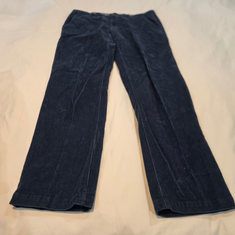 IZOD Corduroy Pants Mens 34x32 Navy Blue Excellent Straight Leg Fine Wale